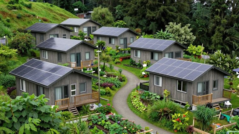 Off-grid homes in Washington State's natural landscape.