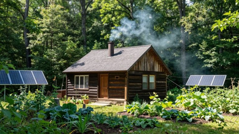 Cabin in West Virginia woods with garden