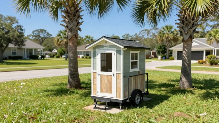 Tiny house on wheels in sunny South Carolina yard