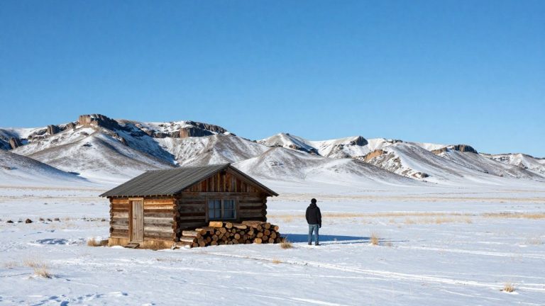 Off-grid cabin in North Dakota prairie