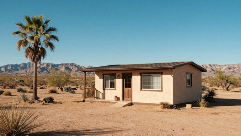 Tiny home in the Arizona desert landscape.