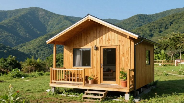 Modern tiny house in North Carolina mountain landscape