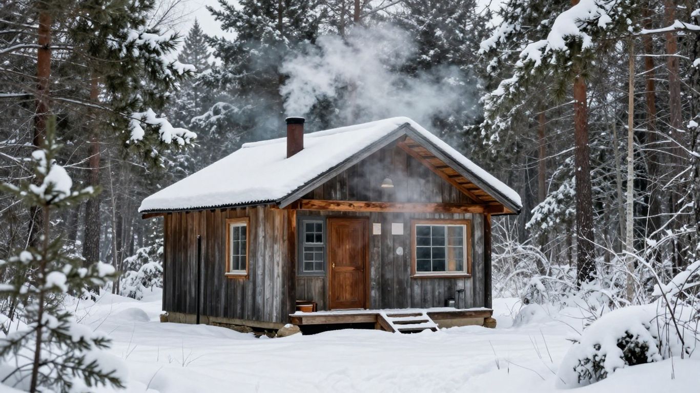 Minnesota cabin in snowy forest