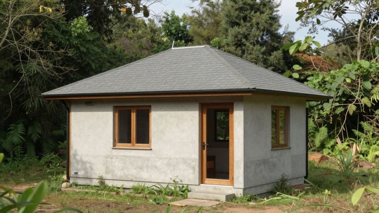Tiny home on a concrete foundation.