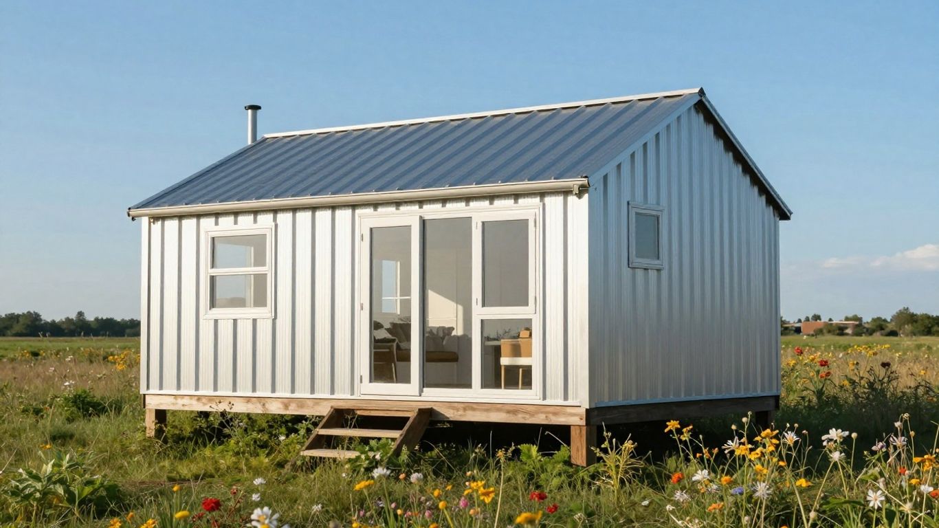 Tiny house on a grassy hill